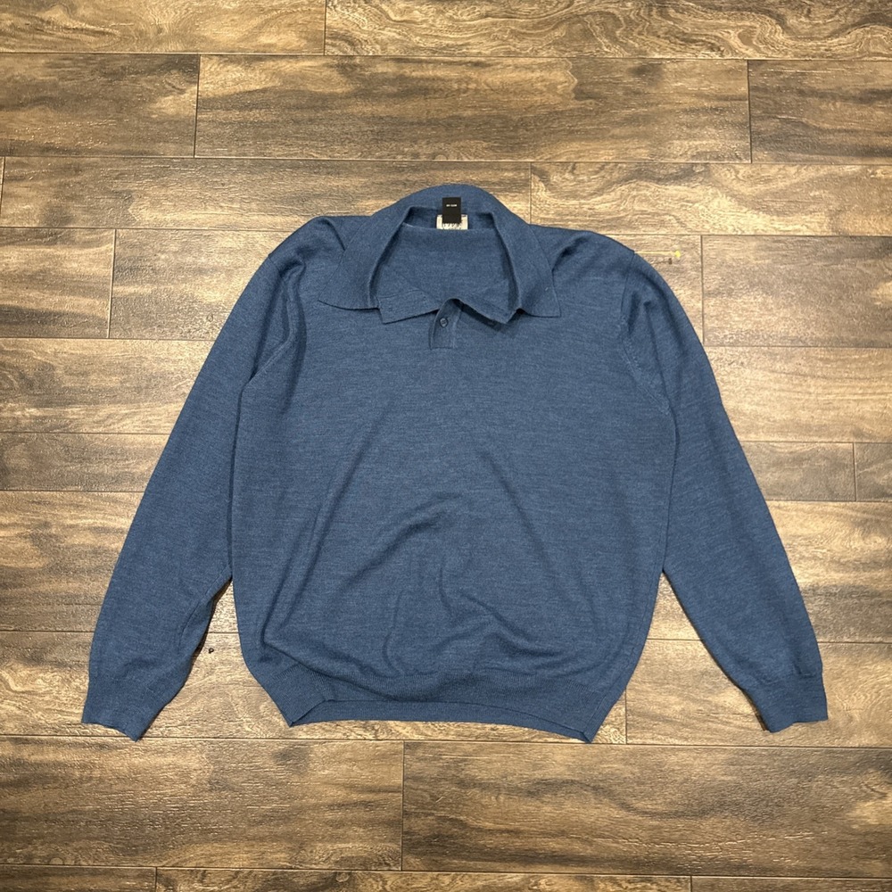 Jos A Bank Signature Collection Wool Longsleeve Sweater Shirt Men's Size XL Blue